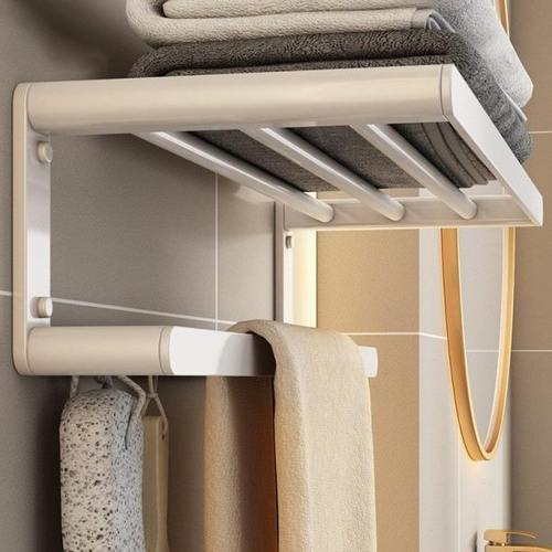 厕所物浴巾铝白色壁挂式卫生间毛巾架架免打孔置太浴室R洗手间空