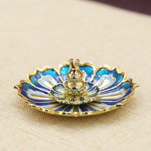 铜聚德 莲花多用香碟盘香线香香插 葫芦底座香托盘香架香道礼盒装