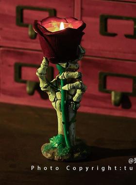 “我将永远爱你至死不渝”骷髅手玫瑰气氛灯万耶诞节礼物