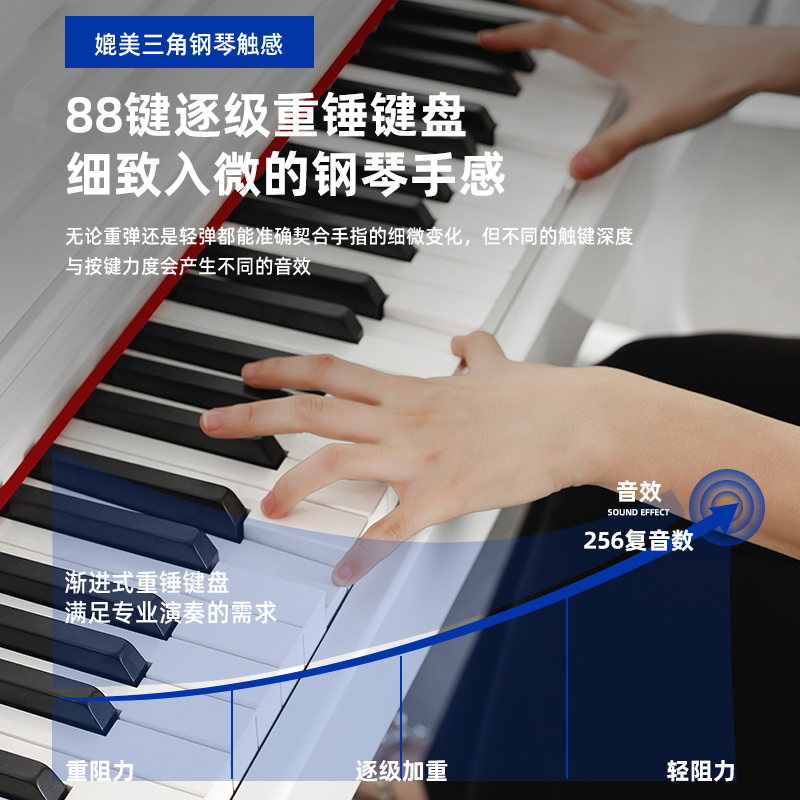 Wiyas威雅斯EP109立式电钢琴88键重锤家用儿童演奏数码智能琴