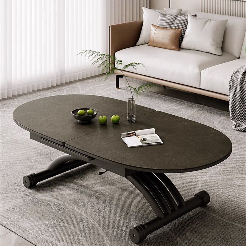 岩板餐桌茶几可升降折叠拉台两用移动家用小户型钢架多功能