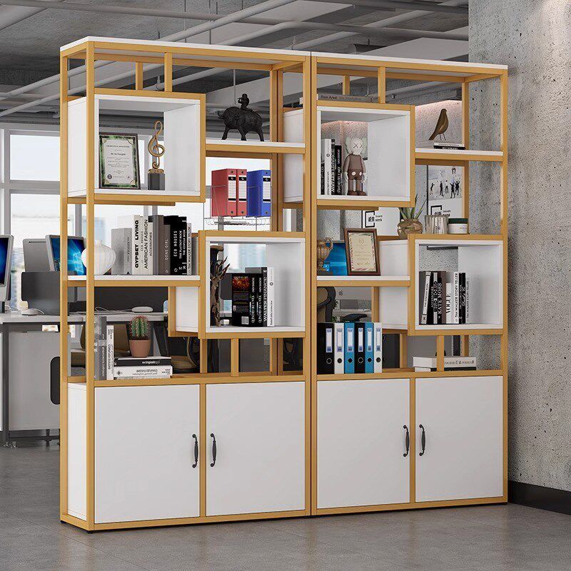 书架落地简约多层书柜办公室现代屏风花架客厅铁艺隔断墙置物架