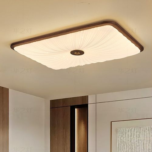 华之灯 黑胡桃客厅吸顶灯 中古护眼led主灯卧室书房全屋中山灯具