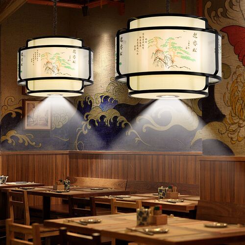 新中式餐饮吊灯饭店酒店餐厅火锅店咖啡厅包间卡座带射灯铁艺灯笼