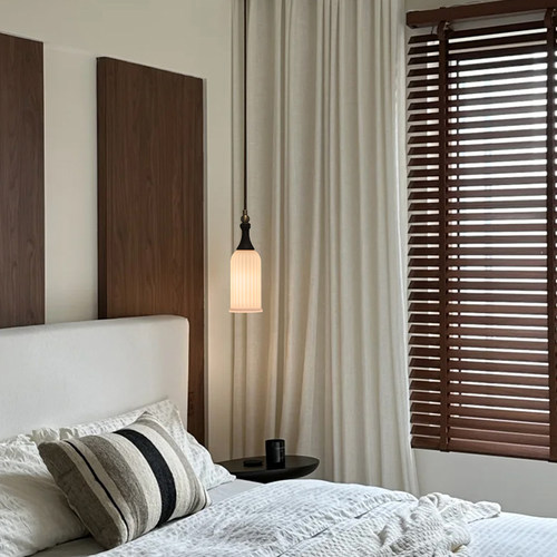 复古轻奢卧室小吊灯法式中古现代极简玻璃床头灯玄关装饰吊线灯