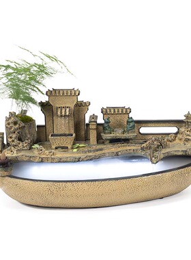 匠心坊中式禅意假山流水摆件客厅电视机柜桌面喷泉鱼缸装饰品