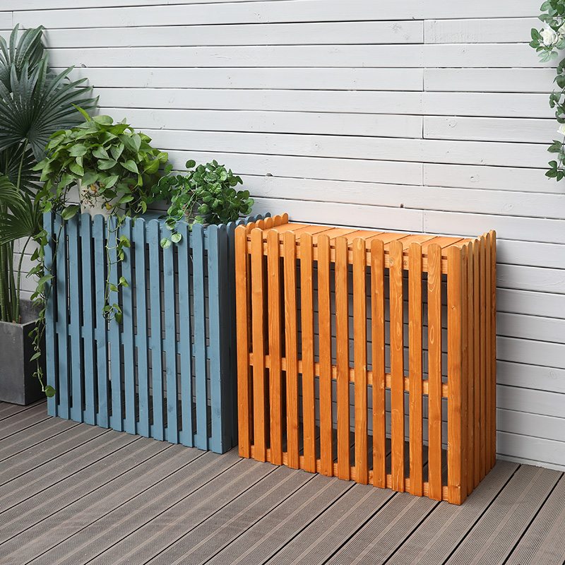 空调外机花架阳台置物架装饰防腐木架子木罩户外室外空调主机罩子