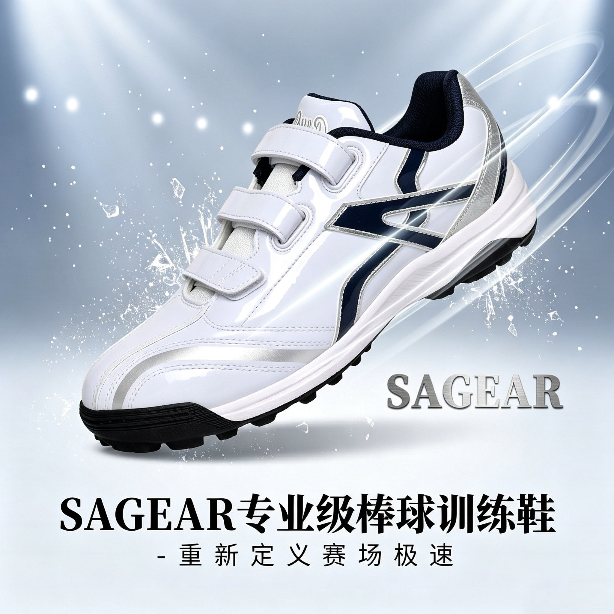 SAGEAR棒球鞋场地碎钉青少垒球鞋透气轻便胶钉训练比赛棒球鞋碎钉