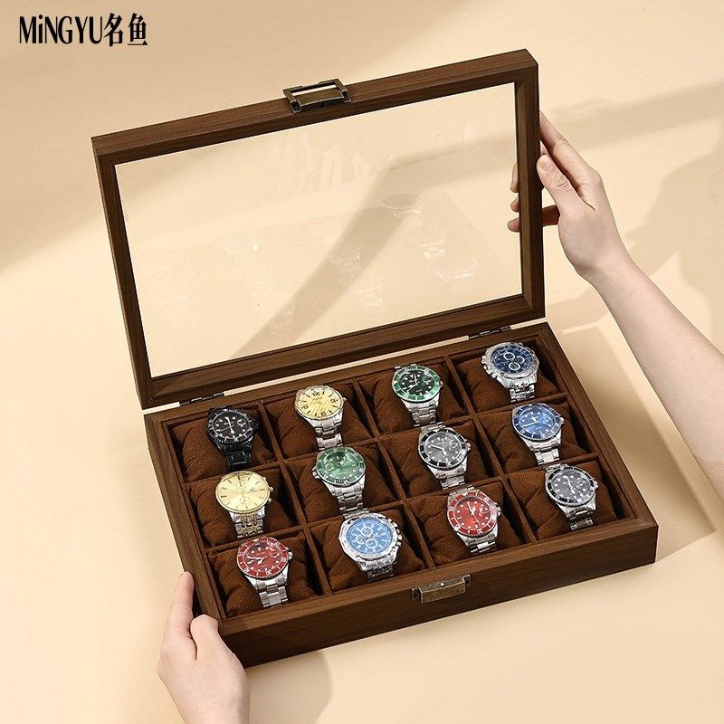 黑胡桃木纹手表收纳盒腕表机械表家用简约高档手链腕表收藏玻璃箱,饰品/流行首饰/时尚饰品新,首饰盒,淘宝优惠券,粉丝福利购,淘宝优惠卷