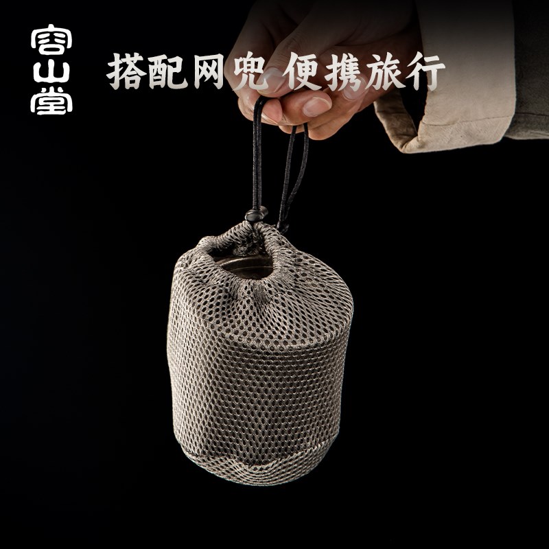 容山堂胡桃木把纯钛马克杯户外露营钛杯子办公室水杯泡茶绿茶杯