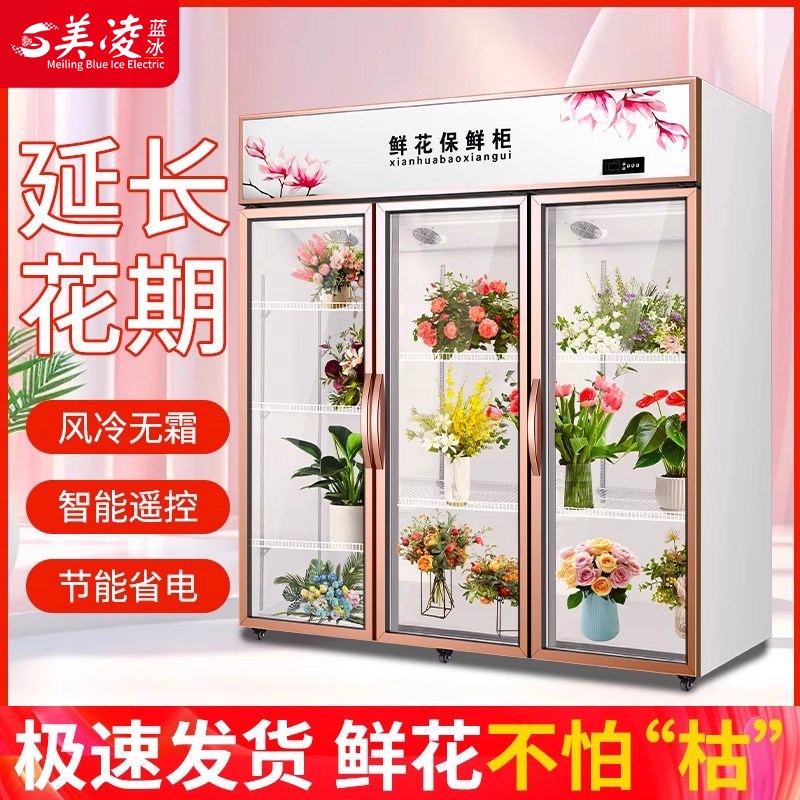 美凌环保冰鲜花保鲜柜花店花艺冷藏展示冰柜箱风冷单双三门商用