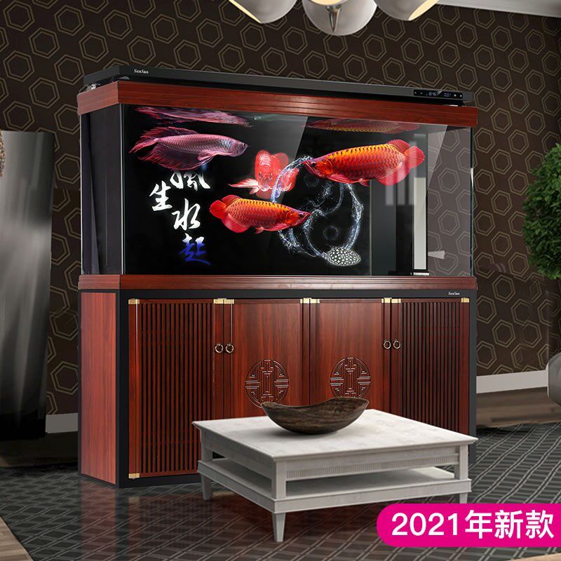 2023款森森大型龙鱼缸超白水族箱免换水客厅落地家用玄关隔断鱼缸