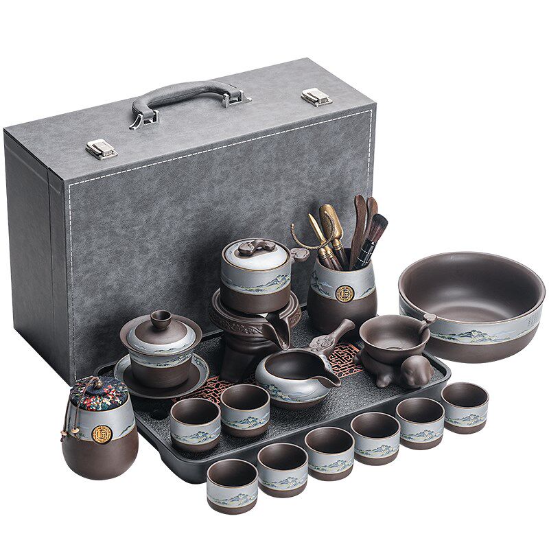 高档紫砂自动壶功夫茶具套装家用会客简约轻奢送礼旅行便携礼盒装