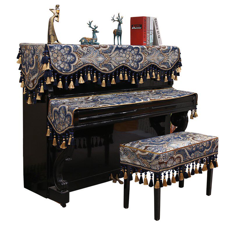欧式高端钢琴防尘罩全罩简约琴罩美式钢琴套轻奢高档加厚凳套半罩