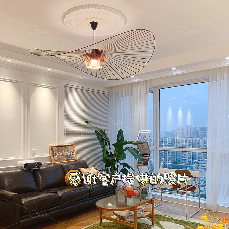 北欧吊灯个性艺术客厅casa法式创意设计主餐厅装饰卧室帽子草帽灯