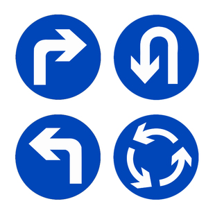 路口调头左转右转指示牌环岛行驶安全警示牌交通标志牌定制反光牌