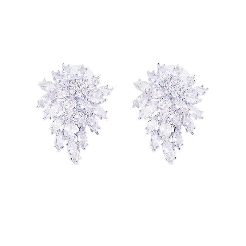 明星气质无耳洞闪亮锆石无痛耳夹女新娘结婚礼服轻奢高级感夹耳饰