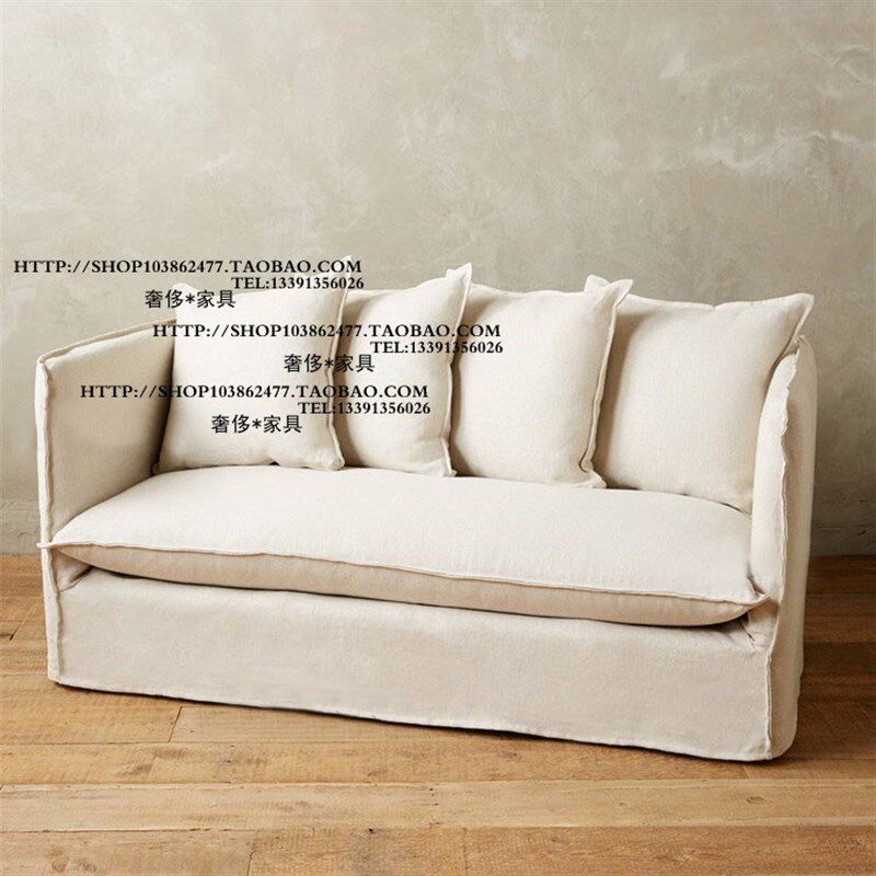 出口加拿大简约捏边全拆洗布艺单人双人三人位沙发样板房别墅家具