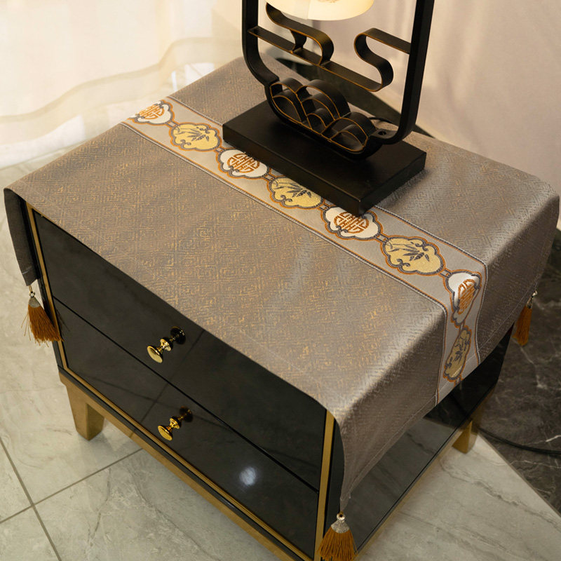 轻奢新中式盖布高档床头柜盖万能巾冰箱保险柜防尘布桌布艺防尘罩
