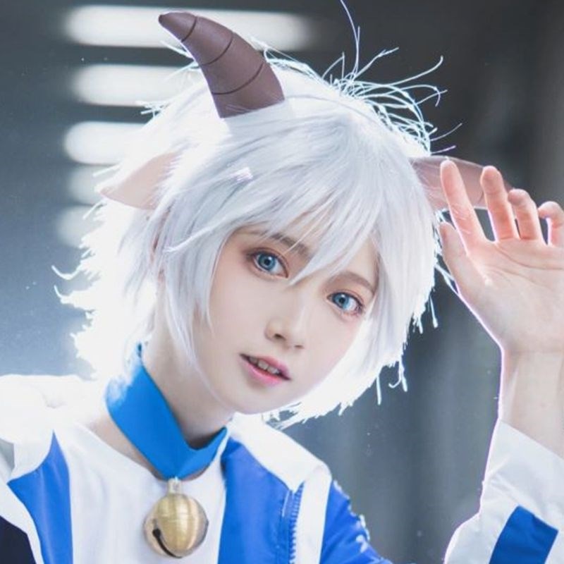 喜羊羊拟人化网红同款cos儿童假发男短发韩版拍照动漫万用全头套