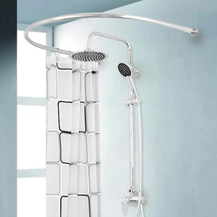 浴帘环 浴帘 开孔器 弧形浴帘杆304不锈钢U形浴帘杆 订做浴室套装