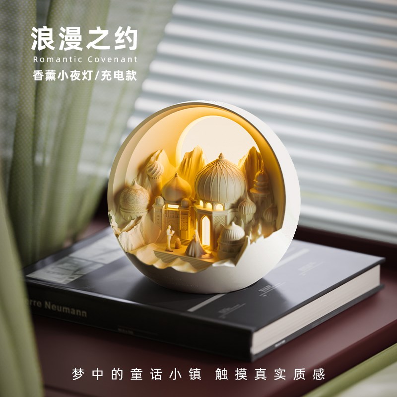 壁光里小夜灯礼盒订婚礼物新婚结婚氛围香薰灯生日卧室床头灯台灯