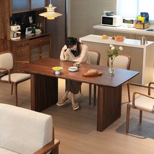 北美黑胡桃木餐桌北欧全实木家用饭桌大长桌工作台办公桌餐厅家具