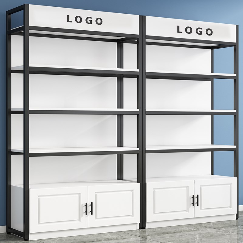 货架展示柜产品陈列柜商用多层化妆品置物架烟酒柜白色鞋店展示架