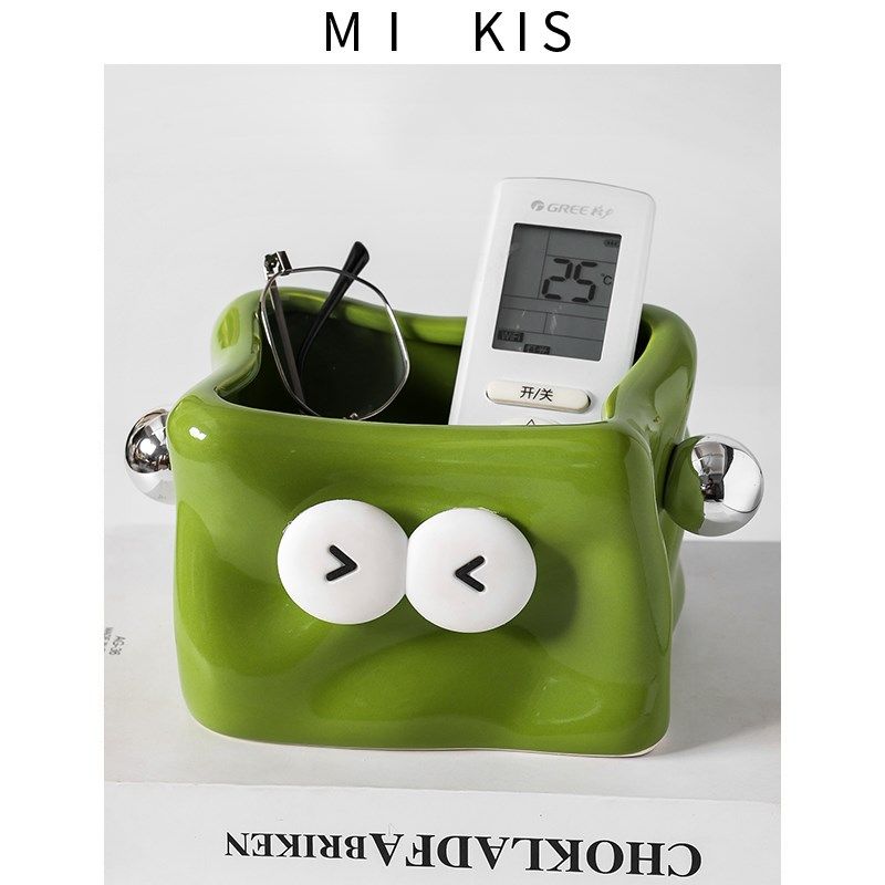 卡通球球可爱桌面垃圾桶客厅茶几陶瓷家用餐桌桌上创意收纳桶台面