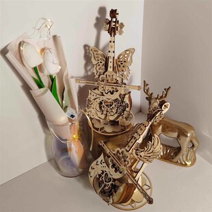 秘境提琴手工音乐盒木质拼装模型3d立体拼图拼装摆件送女生日礼物