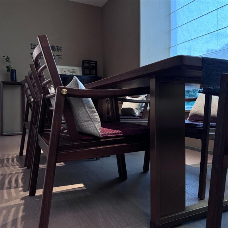 新中式茶桌椅组合简约禅意泡茶台黑胡桃木办公室客厅泡茶桌茶几