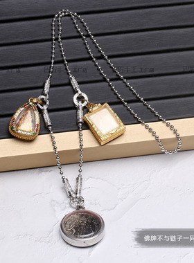 保色万能扣钛钢圆珠链佛牌链子吊坠挂件配链专用挂链项链男女