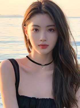 高级感辣妹甜酷项链上新珍珠锁骨链轻奢小众黑色项圈女脖颈炼颈带