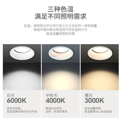 超薄窄边防眩光LED筒灯嵌入式家用无主灯客厅照明射灯4000K天花灯