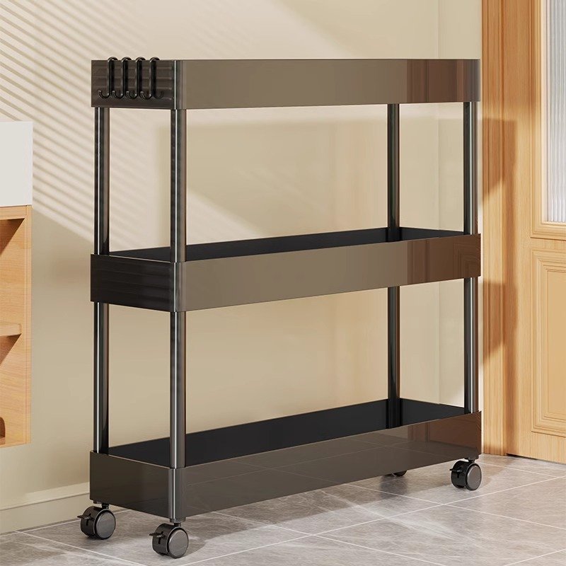夹缝置物架门后缝隙柜客厅超窄款收纳柜极窄多层收纳架带轮小推车