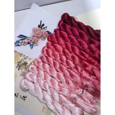 橘子软糖无捻免劈缠花绒花桑蚕丝真丝线簪娘配件垂丝海棠粉