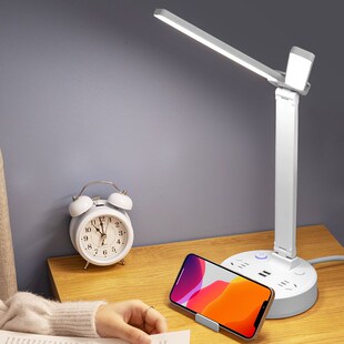 阅读台灯学习专用插电护眼书桌学生宿舍床头灯柔光带插座
