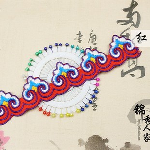 长条刺绣片布贴 舞台贴祥云纹布贴民族贴片中式戏服刺绣边 条