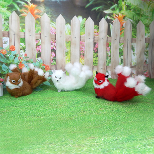 仿真九尾狐狸毛绒小狐狸公仔红白色毛绒九尾狐玩偶狐狸模