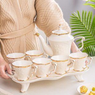 陶瓷家用茶杯套装 欧式 简约客厅水具耐热茶具茶壶创意咖啡杯水杯具
