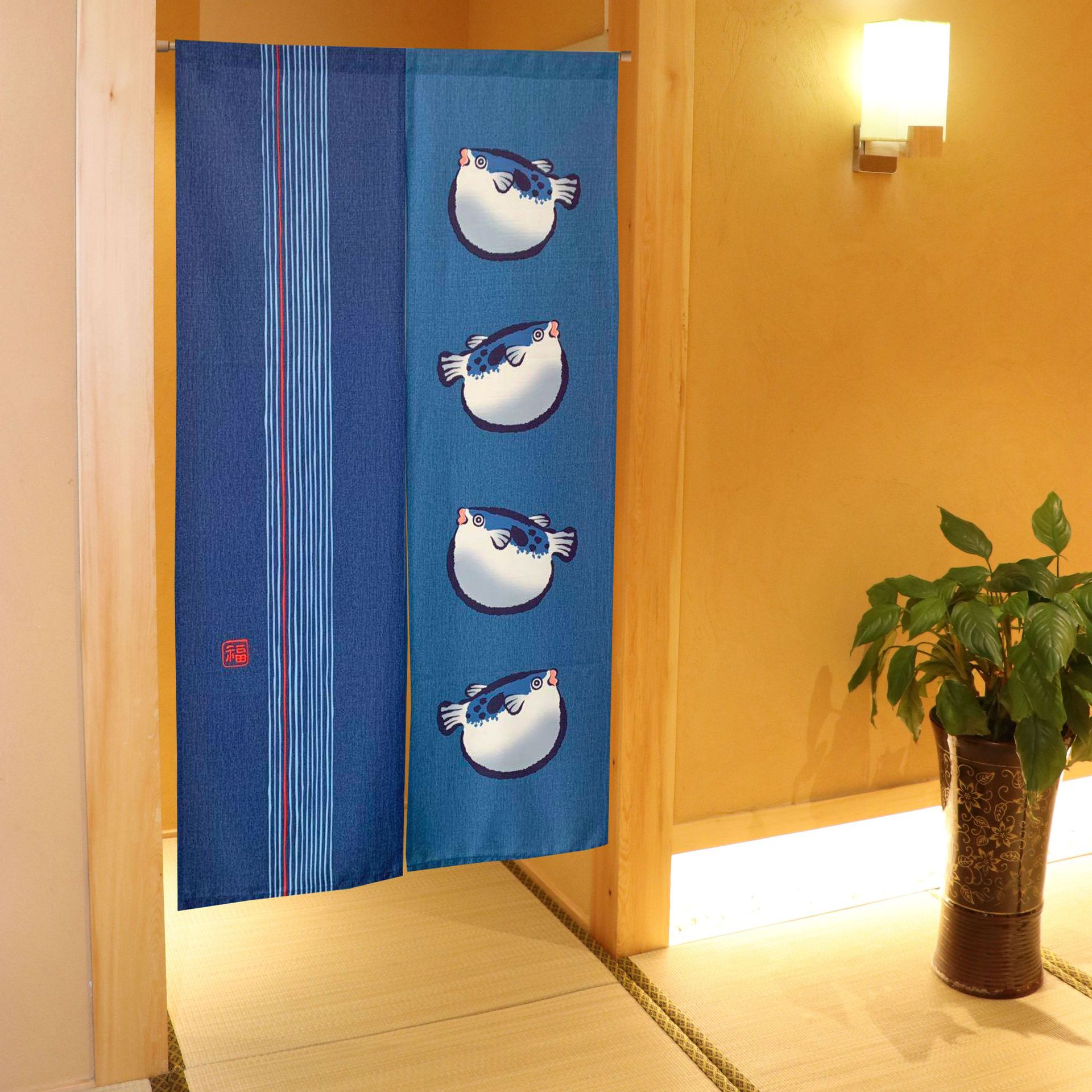 布艺门帘日式河豚隔断厨房衣帽间隔断卫生间卧室挂帘家用免打孔