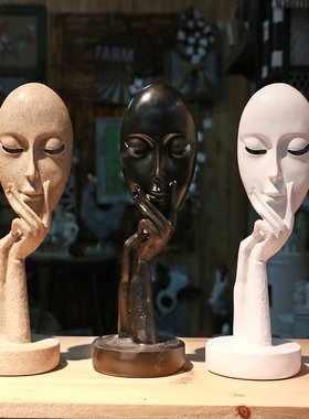 美甲美睫北欧抽象艺术人脸面具摆件创意家居装饰品办公室工艺摆设