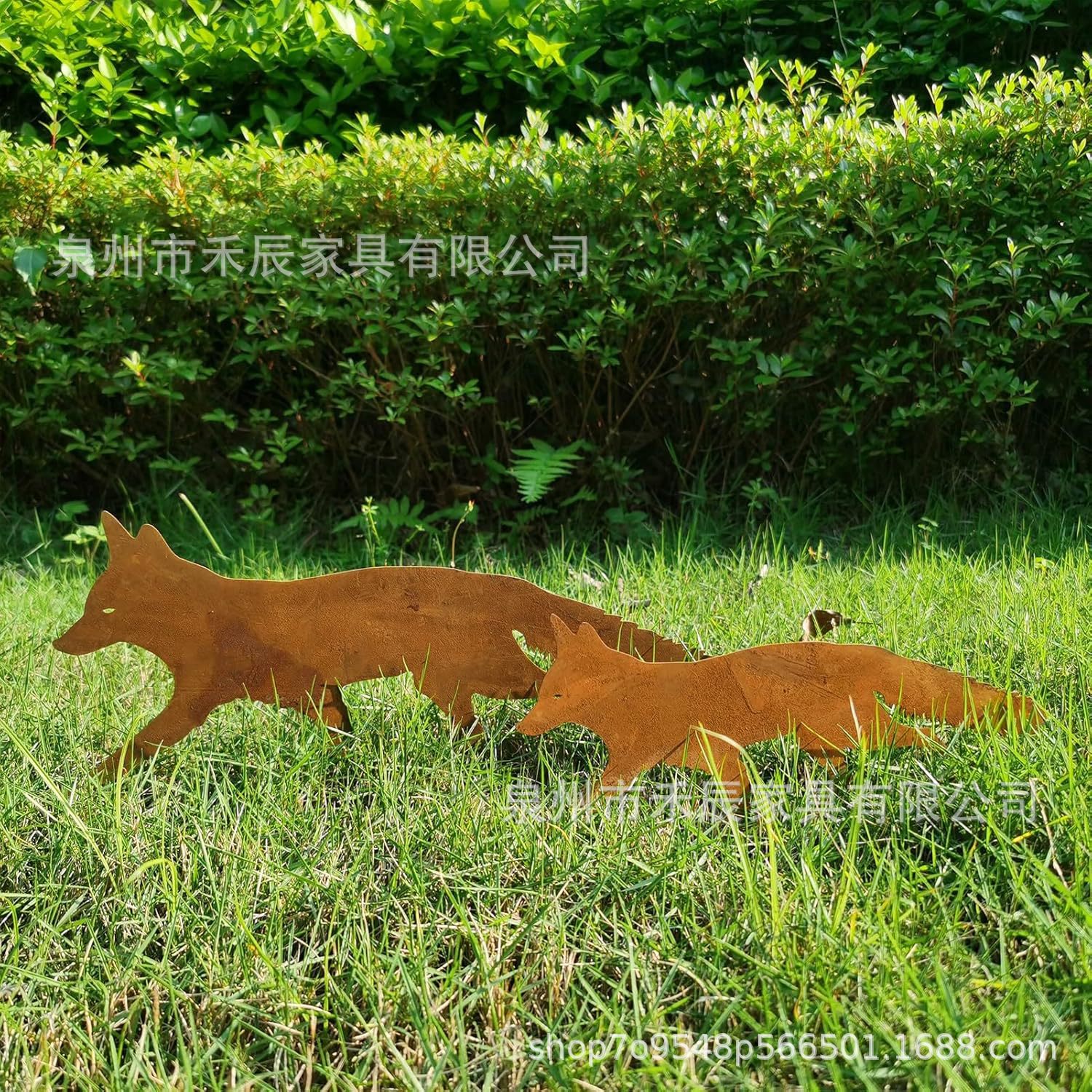 metal fox garden decoration 做锈狐狸插件创意庭院花园金属装饰
