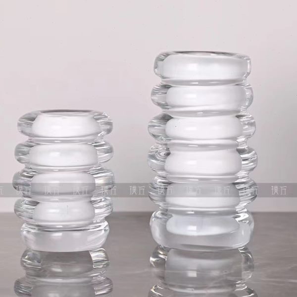简约白色透明桌面水晶玻璃小花器算珠花瓶样板间客厅书房笔筒摆件