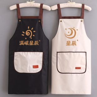 新款 定制logo印字 围裙防水防油家用厨房情侣个性 做饭围腰商用薄款
