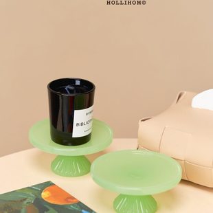高级感玄关小置物盒 仙绿 无火香氛蜡烛托盘 首饰配饰装 饰收纳盒