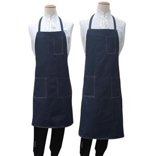 牛仔布围裙车间工作服长款 上班干活定做印字 耐磨加厚焊工罩衣男士