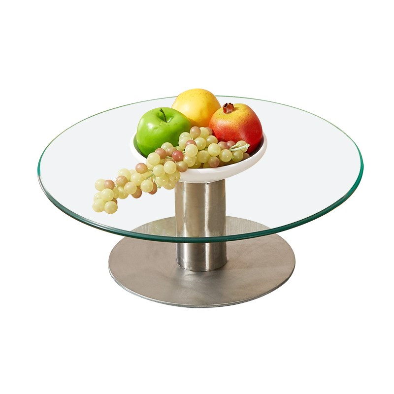 加高钢化玻璃转盘饭店宴会餐桌酒水蛋糕展示台商用餐桌二层小转盘