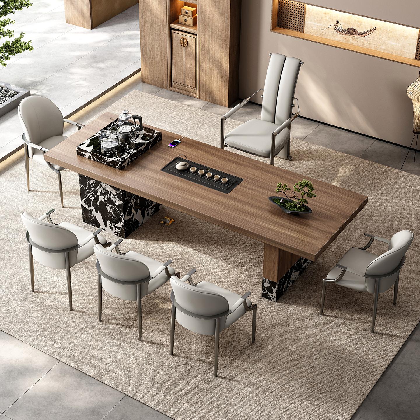 现代简约高级感家用泡茶台茶桌椅组合茶桌木纹茶桌轻奢茶桌椅组合