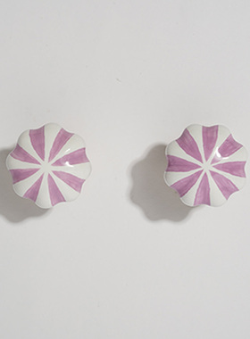 糖果拉手 紫色衣柜门拉手欧式法式轻奢黄铜陶瓷圆形单孔抽屉把手